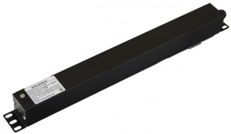 Hyperline SHE19-8SH-S-CB Блок розеток для 19" шкафов, горизонтальный, 8 розеток Schuko, выключатель с подсветкой, без кабеля питания, клеммная колодка 16A, 250В, 482.6x44.4x44.4мм (ШхГхВ), корпус алюминий, черный - фото 2