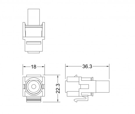 Hyperline KJ1-TRS-D3.5-WH Вставка формата Keystone Jack с проходным адаптером TRS 3.5 мм, ROHS, белая - фото 2