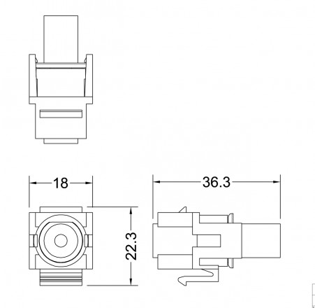 Hyperline KJ1-TRS-D3.5G-WH Вставка формата Keystone Jack с проходным адаптером TRS 3.5 мм, gold plated, ROHS, белая - фото 2