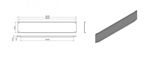 Hyperline BPV-2-RAL9005 Фальш-панель на 2U, цвет черный (RAL 9005) - фото 2