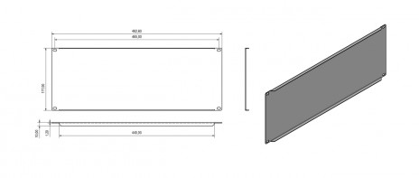 Hyperline BPV-4-RAL7035 Фальш-панель на 4U, цвет серый (RAL 7035) - фото 2