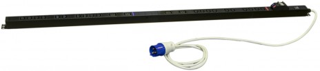 Hyperline SHE-20IEC-4BIEC-B-3PVB Блок розеток, вертикальный, 20 розеток IEC320 C13, 4 розетки IEC320 C19, автоматич. выключатель, кабель питания 3м (3х4.0мм2) с вилкой IEC 60309 32А (2х16A) (2P+E), 250В, корпус алюминий, черный