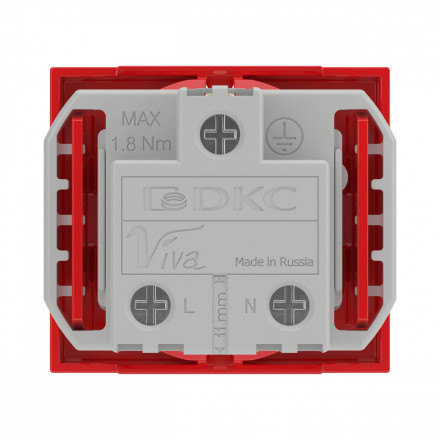 DKC / ДКС 45015 Розетка 2К+3, со шторками, 16А, 250В, красный, 2М, VIVA - фото 3