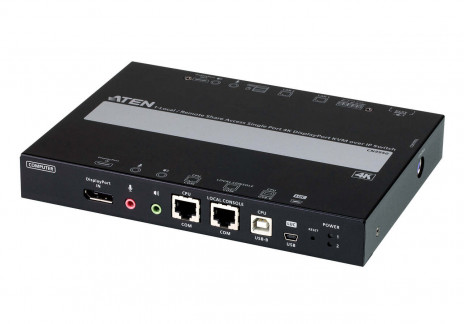 ATEN CN9950-AT-G Удлинитель, KVM+RS232+AUDIO DisplayPort+USB, управление по IP, Rackmount/Desktop, 2x10/100/1000 Base-T, с KVM-шнуром USB 1x1.8м./USB<=>MiniUSB 1.2м., TCP/IP, (Virtual Media;4096x2160 30Hz;DUAL POWER;WINDOWS/LINUX/UNIX/SUN/MAC) - фото 2