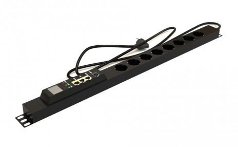 Hyperline IP-PDU-2017IFIA-110-0800D Блок розеток управляемый IP-PDU, вертикальный, 8 розеток DIN49440, 230V, 16А, кабель питания 3х1.5 мм2, 3 м, вилка DIN49441, 677x44.4 x44.4 мм - фото 2