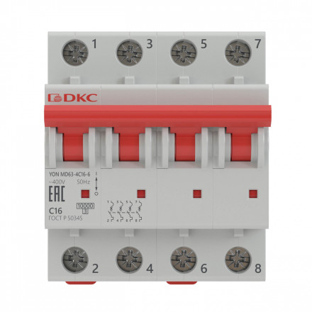 DKC / ДКС MD63-4B10-10 (Заказная) Выключатель автоматический модульный YON MD63-4B10-10 10kA - фото 2