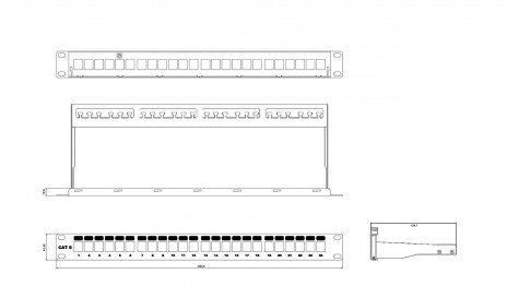 Hyperline PPBL3-19-24-SH-RM Модульная патч-панель 19", 24 порта, Flat Type, 1U, для экранированных и неэкранированных модулей Keystone Jack (кроме KJ1-C2, KJ2-C5e, KJ2-C6), с задним кабельным организатором (без модулей) - фото 2