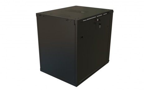 Hyperline TWB-1268-GP-RAL9004 Шкаф настенный 19-дюймовый (19"), 12U, 650x600х800мм, стеклянная дверь с перфорацией по бокам, ручка с замком, цвет черный (RAL 9004) (разобранный) - фото 3