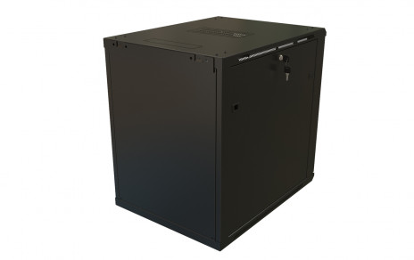 Hyperline TWB-2768-GP-RAL9004 Шкаф настенный 19-дюймовый (19"), 27U, 1304x600х800мм, стеклянная дверь с перфорацией по бокам, ручка с замком, цвет черный (RAL 9004) (разобранный) - фото 3