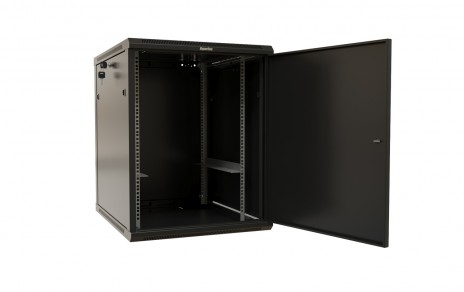 Hyperline TWB-1268-SR-RAL9004 Шкаф настенный 19-дюймовый (19"), 12U, 650x600х800мм, металлическая передняя дверь с замком, две боковые панели, цвет черный (RAL 9004) (разобранный) - фото 5