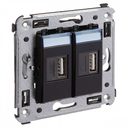 DKC / ДКС 4402543 USB зарядное устройство в стену, "Черный квадрат", Avanti - фото 2