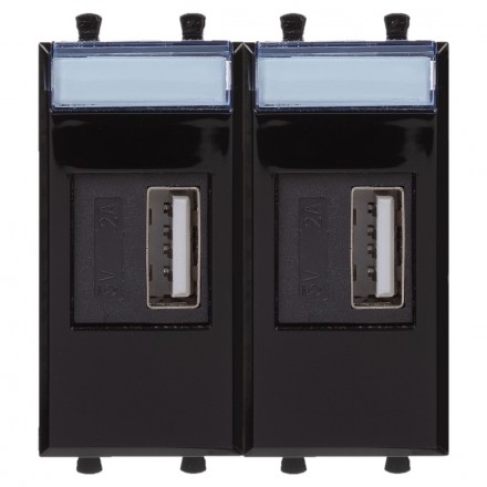 DKC / ДКС 4402542 USB зарядное устройство "Черный квадрат", 2.1А, 2 мод., Avanti