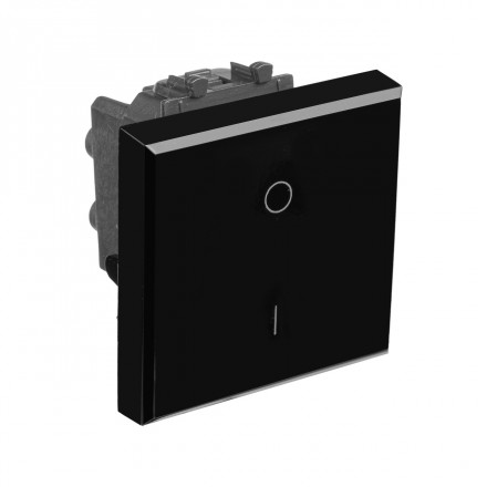 DKC / ДКС 4402222 (Заказная) Выключатель двухполюсный одноклавишный модульны, "Черный квадрат", 2 модуля, Avanti - фото 2