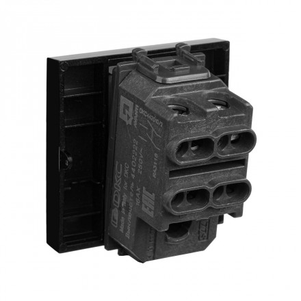 DKC / ДКС 4402222 (Заказная) Выключатель двухполюсный одноклавишный модульны, "Черный квадрат", 2 модуля, Avanti - фото 4
