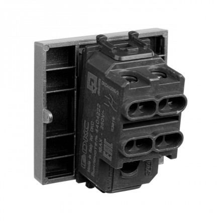 DKC / ДКС 4404222 (Заказная) Выключатель двухполюсный одноклавишный модульный "Закаленная сталь", 2 модуля, Avanti - фото 4