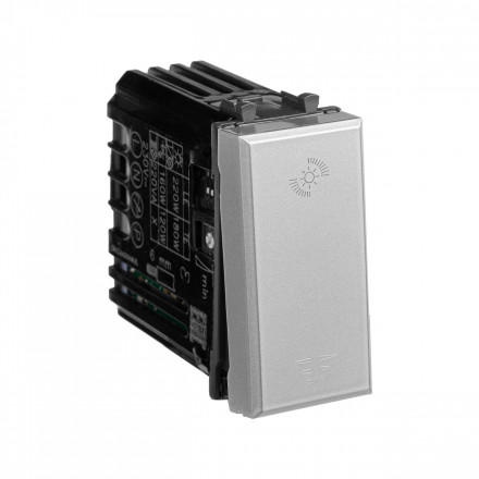 DKC / ДКС 4404341 (Заказная) Диммер кнопочный модульный для LED ламп, "Закаленная сталь", 1 модуль, Avanti - фото 2