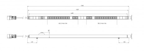 Hyperline SHE-20IEC-4BIEC-B-3PVB Блок розеток, вертикальный, 20 розеток IEC320 C13, 4 розетки IEC320 C19, автоматич. выключатель, кабель питания 3м (3х4.0мм2) с вилкой IEC 60309 32А (2х16A) (2P+E), 250В, корпус алюминий, черный - фото 10