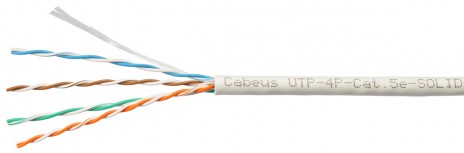 Cabeus UTP-4P-Cat.5e-SOLID-GY-LIGHT Кабель витая пара UTP (U/UTP), категория 5e, 4 пары 0,47мм (24 AWG), одножильный, PVC нг(А)-LS, серый (305 м)