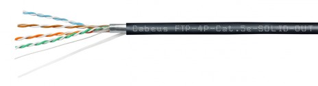 Cabeus FTP-4P-Cat.5e-SOLID-OUT-LSZH-UV Кабель витая пара экранированная FTP (F/UTP), категория 5e, 4 пары (24 AWG), одножильный, экран - фольга, для внутренней/внешней прокладки (+75 C - -40 C), LSZH-UV (305 м)