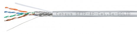Cabeus SFTP-4P-Cat.5e-SOLID-GY Кабель витая пара экранированная SFTP (SF/UTP), категория 5e, 4 пары (24 AWG), одножильный (305 м), PVC нг(А)-LS