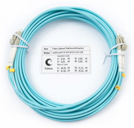 Cabeus FOP-50-LC-LC-5m Шнур оптический duplex LC-LC 50/125 mm OM3 5м LSZH, аква