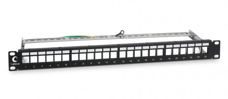 Cabeus PLB-24-SH Модульная патч-панель 19", 24 порта, 1U, для экранированных модулей, с задним кабельным организатором (без модулей)