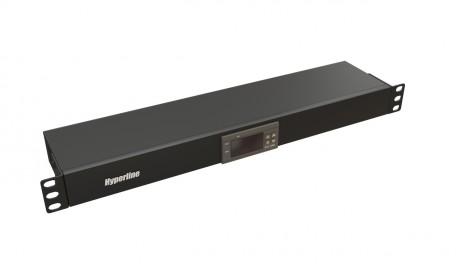 Hyperline TMP-230V/2w-RAL9004 Микропроцессорная контрольная панель,1U, для всех шкафов 19'', подключение до двух устройств, датчик температуры, кабель питания, цвет черный (RAL 9004)