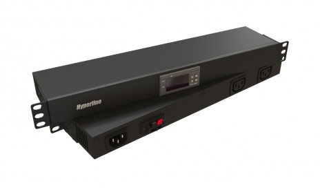 Hyperline TMP-230V/2w-RAL9004 Микропроцессорная контрольная панель,1U, для всех шкафов 19'', подключение до двух устройств, датчик температуры, кабель питания, цвет черный (RAL 9004) - фото 3