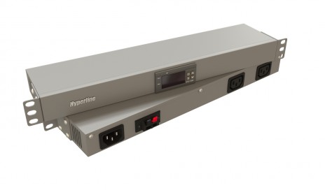 Hyperline TMP-230V/2w-RAL7035 Микропроцессорная контрольная панель,1U, для всех шкафов 19'', подключение до двух устройств, датчик температуры, кабель питания, цвет серый (RAL 7035) - фото 3
