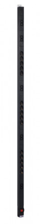 REM R-16-15S-10C13-V-1820 Вертикальный блок розеток Rem-16 с выкл., 15 Schuko, 10 C13, вход IEC 60320 C20 16 A, алюм., 42-48U, черный
