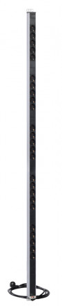 REM R-16-25S-I-1820-3 Вертикальный блок розеток Rem-16 с инд., 25 Schuko, 16 A, алюм., 42-48U, шнур 3 м