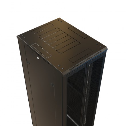 WRline WR-TT-4268-DD-RAL9004 Шкаф напольный 19-дюймовый, 42U, 2055x600х800 мм (ВхШхГ), передняя и задняя распашные перфорированные двери (75%), цвет черный (RAL 9004) (разобранный) - фото 3