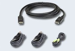 ATEN 2L-7D02UDPX4 Комплект, шнуров, мон+клав+мышь, USB+аудио, DP+2xUSB, A-Тип/B-тип+MINIJACK, Male, опрессованный, 1.8, метр., черный