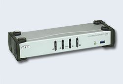 ATEN CS1914-AT-G Переключатель, электрон., KVM+Audio+USB, 3.0, 1, user, USB+DP, =>, 4, cpu, USB+DP, со, шнурами, DP, 4x1.5м.+USB, 4х1.8м., 3840x2160, 30Hz, настол., исп.стандарт.шнуры, без, OSD, некаскад., (DisplayPort, ver, 1.1)