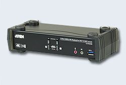 ATEN CS1922-AT-G Переключатель, электрон., KVM+Audio+USB, 3.0, 1, user, USB+DP, =>, 2, cpu, USB+DP, со, шнурами, DP, 2x1.5м.+USB, 2х1.8м., 3840x2160, 60Hz, UHD/4096x2160, 60Hz, DCI, настол., исп.стандарт.шнуры, без, OSD, некаскад., (DisplayPort, ver, 1.2