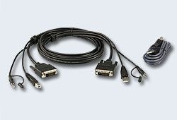 ATEN 2L-7D02UDX2 Комплект, шнуров, мон+клав+мышь, USB+аудио, DVI-D+USB, A-Тип/B-тип+MINIJACK;USB, A-Тип/B-тип, Male, опрессованный, 1.8, метр., черный
