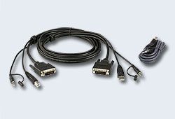ATEN 2L-7D03UDX4 Комплект, шнуров, мон+клав+мышь, USB+аудио, DVI-D+USB, A-Тип/B-тип+MINIJACK;USB, A-Тип/B-тип, Male, опрессованный, 3, метр., черный