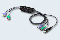 ATEN CV10KM-AT Конвертер, USB=>PS2, 2xUSB, A-тип>2xMINI-DIN6+USB, A-тип, 2xFemale>3xMale, USB, 1.1/2.0, шнур, 0.8м.