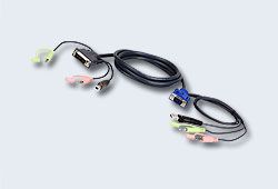 ATEN 2L-7DX2U Шнур, мон+клав+мышь, USB+аудио, DVI-I, Single, Link+USB, B-Тип+2xRCA=>VGA+USB, A-Тип+2xRCA, Male-Male, опрессованный, 1.8, метр., черный
