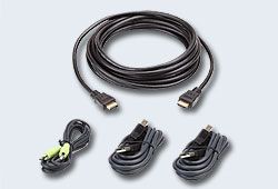 ATEN 2L-7D03UHX4 Комплект, шнуров, мон+клав+мышь, USB+аудио, HDMI+2xUSB, A-Тип/B-тип+MINIJACK, Male, опрессованный, 3, метр., черный