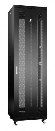 Cabeus ND-05C-42U60/100-BK Шкаф монтажный телекоммуникационный 19" напольный для распределительного и серверного оборудования 42U 600x1000x2055mm (ШхГхВ) передняя и задняя перфорированные двери, ручка с замком, цвет черный (RAL 9004)