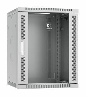 Cabeus SH-05F-15U60/35-R Шкаф телекоммуникационный настенный разобранный 19" 15U 600x350x769mm (ШхГхВ) дверь стекло, цвет серый (RAL 7035)