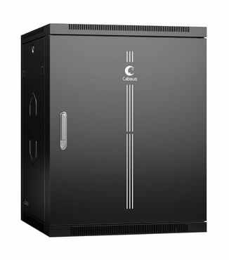 Cabeus SH-05F-15U60/45m-R-BK Шкаф телекоммуникационный настенный разобранный 19" 15U 600x450x769mm (ШхГхВ) дверь металл, цвет черный (RAL 9004)