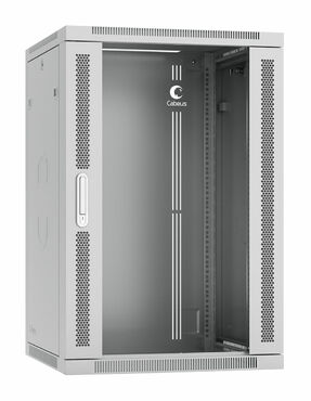 Cabeus SH-05F-18U60/35-R Шкаф телекоммуникационный настенный разобранный 19" 18U 600x350x901mm (ШхГхВ) дверь стекло, цвет серый (RAL 7035)