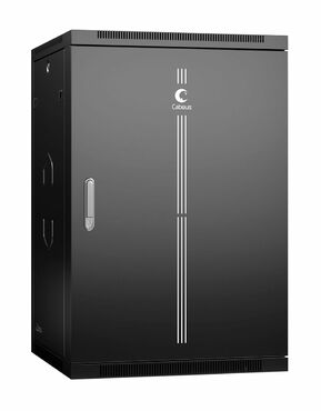 Cabeus SH-05F-18U60/35m-R-BK Шкаф телекоммуникационный настенный разобранный 19" 18U 600x350x901mm (ШхГхВ) дверь металл, цвет черный (RAL 9004)