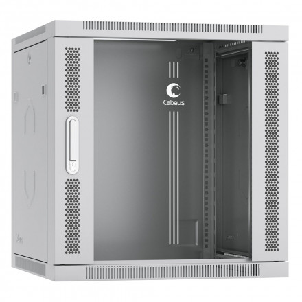 Cabeus SH-05F-12U60/35 Шкаф телекоммуникационный настенный 19" 12U 600x350x635mm (ШхГхВ) дверь стекло, цвет серый (RAL 7035)