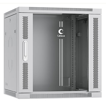 Cabeus SH-05F-12U60/45 Шкаф телекоммуникационный настенный 19" 12U 600x450x635mm (ШхГхВ) дверь стекло, цвет серый (RAL 7035)