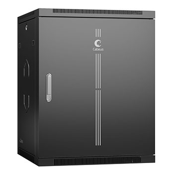 Cabeus SH-05F-15U60/35m-BK Шкаф телекоммуникационный настенный 19" 15U 600x350x769mm (ШхГхВ) дверь металл, цвет черный (RAL 9004)