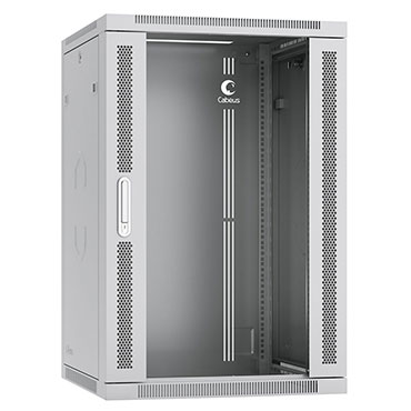 Cabeus SH-05F-18U60/45 Шкаф телекоммуникационный настенный 19" 18U 600x450x901mm (ШхГхВ) дверь стекло, цвет серый (RAL 7035)