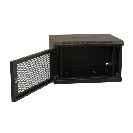 WRline WR-TW-0645-SD-RAL9004 Шкаф настенный 19-дюймовый (19"), 6U, 367x600х450мм, перфорированная металлическая дверь с замком, цвет черный (RAL 9004) (разобранный) - фото 2